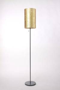 Stehlampe Metall grau mit Lampenschirm Blattgold