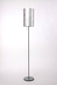 Stehlampe Metall grau mit Lampenschirm Blattsilber
